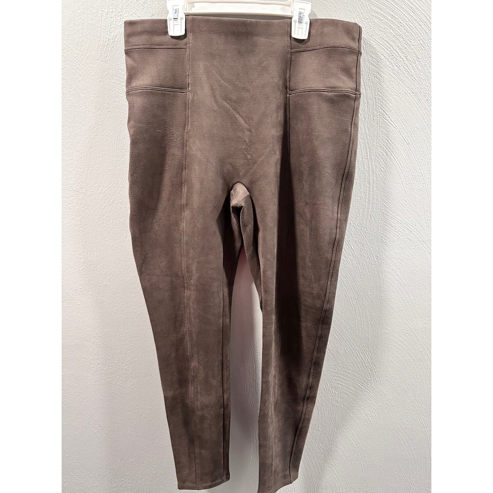 Spanx Faux Suede Leggings Chocolate Brown High Rise Shaping XL 20387R